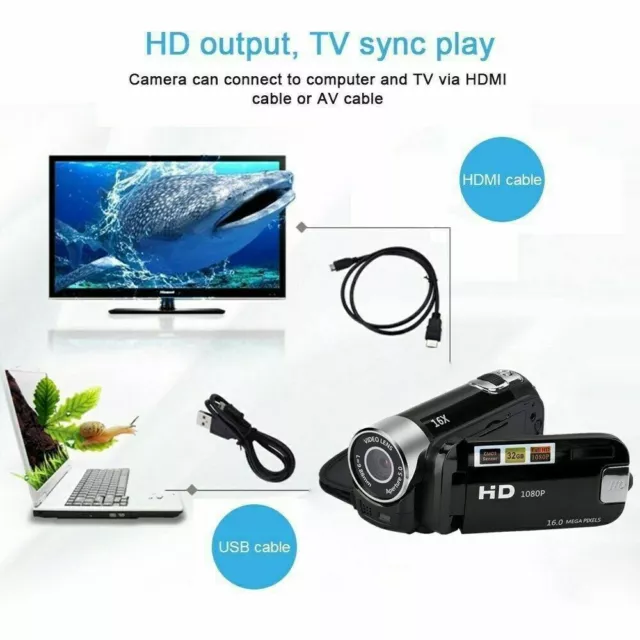 Videocámara HD 1080P Cámara de Video Digital TFT LCD 24MP 16X Zoom DV AV Visión Nocturna