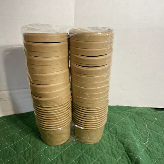 8oz Disposable Kraft Paper Soup Containers with Vented Lids Food Storage 50 pack