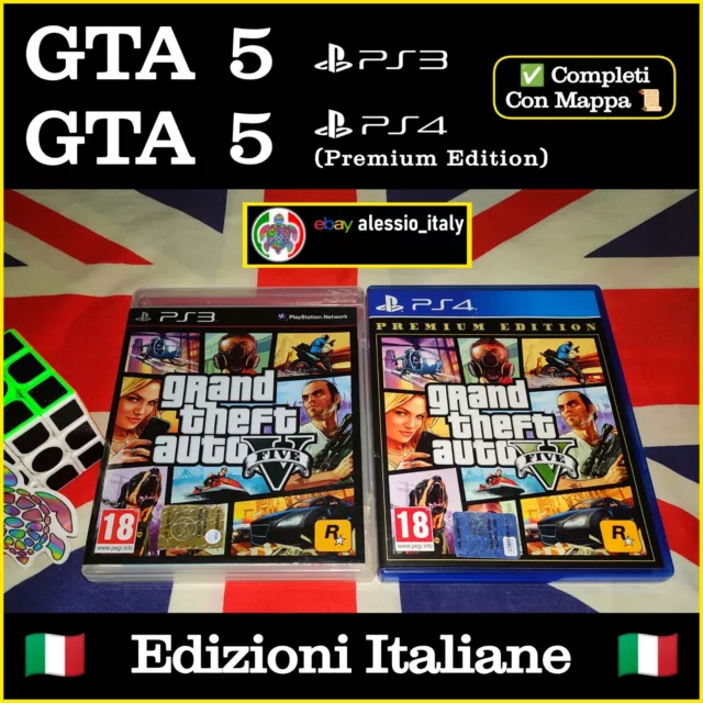 LOTTO 🔹 GTA 5 (PS3) + GTA 5 PREMIUM EDITION (PS4) 🔹 italiano completi di  mappa EUR 36,95 - PicClick IT