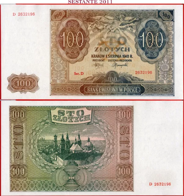 $ POLAND - 100 ZLOTYCH 1.8. 1941 - P 103 - UNC ; free shipping from 100$