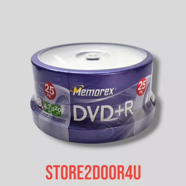 Memorex Blank Recordable DVD+R 8 x 4.7GB 120min Video 25 Pack Spindle Sealed New