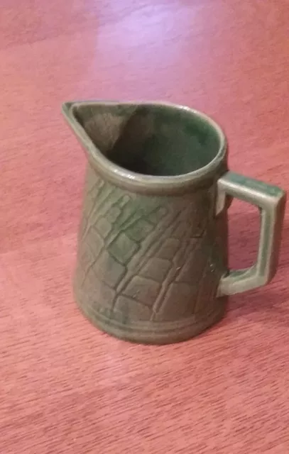 1 Green Jug/Pitcher/Vase,  Pottery, Unmarked, Beautiful Glaze 5.75 inch tall Vtg