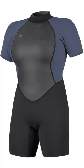 O'Neill Womens Reactor II 2mm Back Zip Shorty Wetsuit - Black / Mist