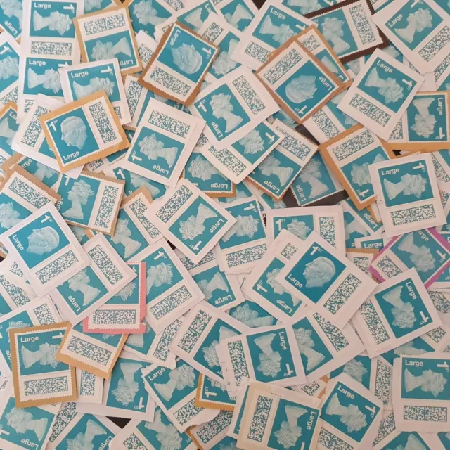 50 GENUINE 1st First Class LARGE Stamps Unfranked On Paper With Barcode B-81