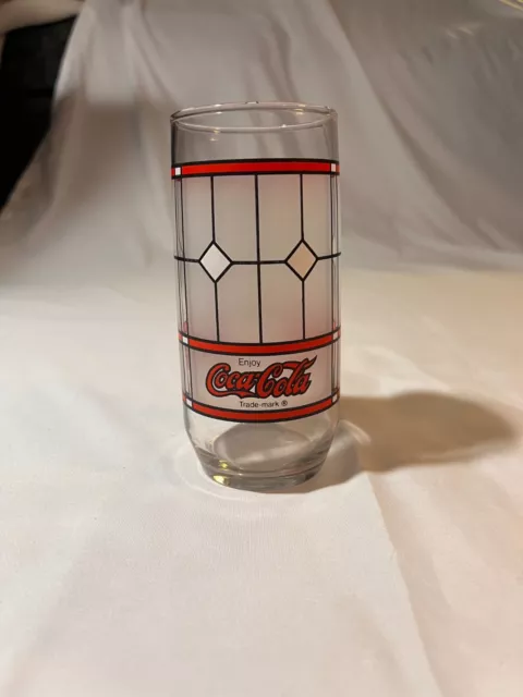 Vintage Coca Cola Drinking Glass Tumbler Red Frosted Stained Window Coke Glass