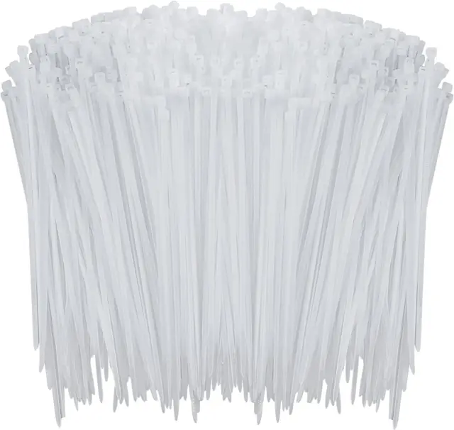 1000 Pcs White Zip Ties, 6 Inch Clear Self-Locking Nylon Cable Ties, Premium Hea