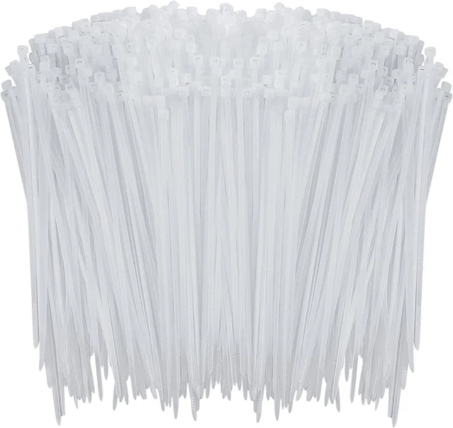 1000 Pcs White Zip Ties, 6 Inch Clear Self-Locking Nylon Cable Ties, Premium Hea