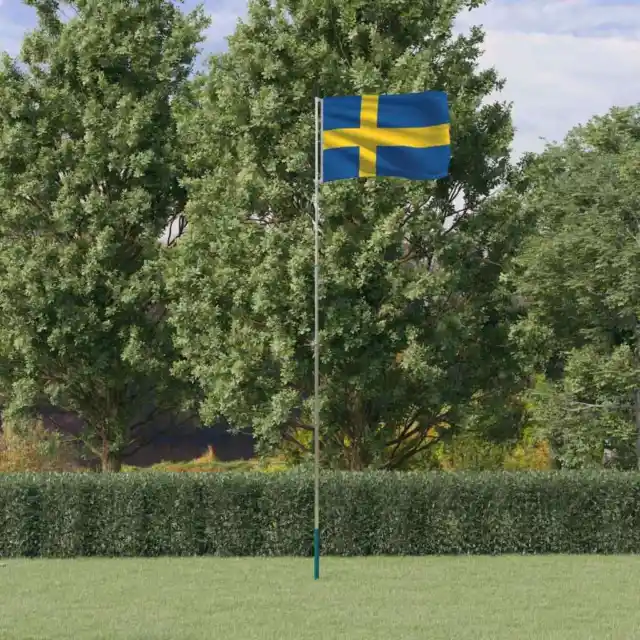 Flagge Schwedens mit Mast Swedische Fahne Nationalflagge Länderflagge vidaXL
