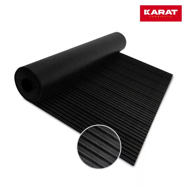 Premium Coureur de Caoutchouc Tapis en Protection Noir Large A Côtes 3 MM Neuf