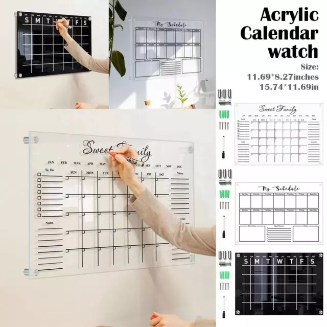 Acrylic Wall Calendar Monthly Weekly Planner Removable Chalk Board Sticker'