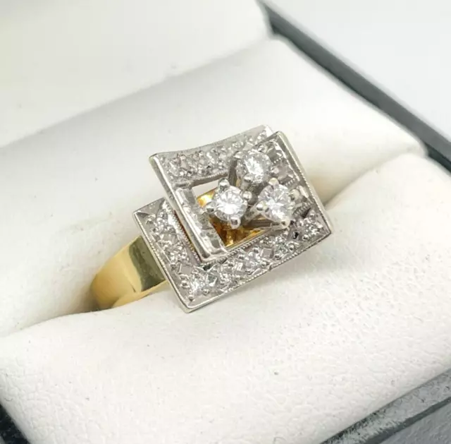 Ladies Handmade Diamond Dress Ring 18ct Gold Size N 1/2 3.89g Preloved VAL $2500