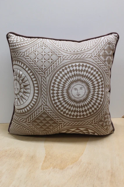 Fodera cuscino con tessuto vintage lino "Egocentrismo" seppia Piero Fornasetti