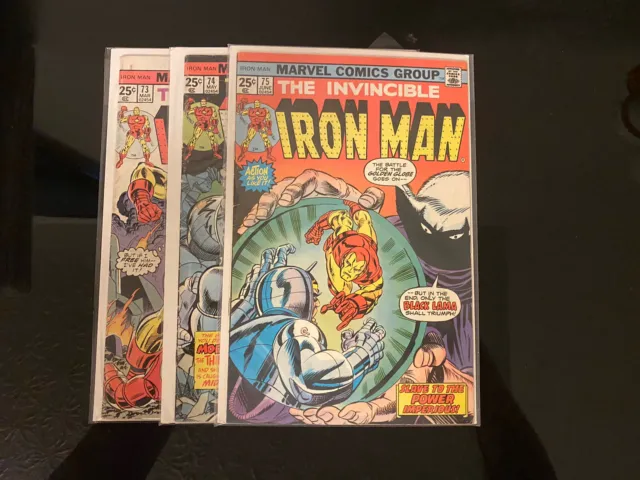 Lot Of 3 Vintage Iron Man comics #73,74,75 (1975) -Readers