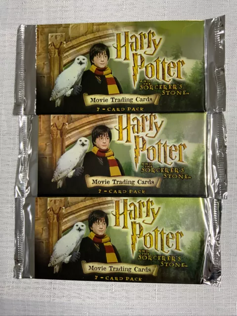 Harry Potter and the Sorcerers Stone Movie Trading Cards 2001 New Sealed Pack X3