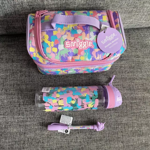 🥰 New SMIGGLE Illusion Unicorn Lunch Box Sandwich Bag Bottle Pink Set Girls