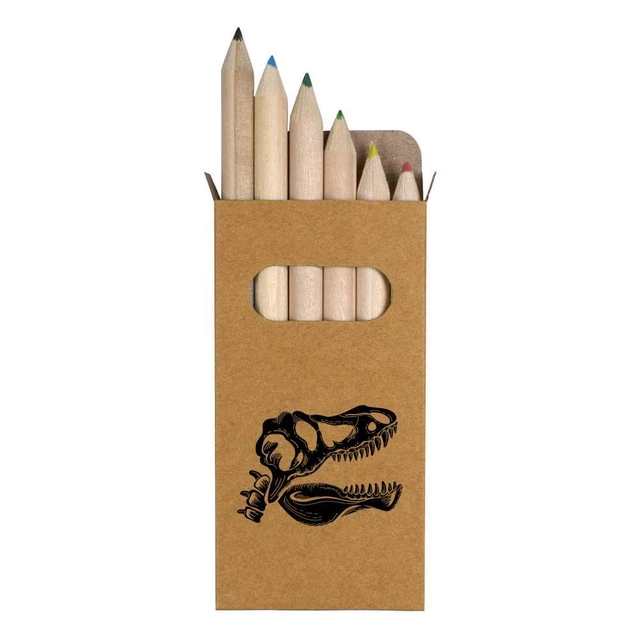 6 x 'Tyrannosaurus Schädel' kurz 85 mm Bleistifte/Buntstift-Set (PE00051132)