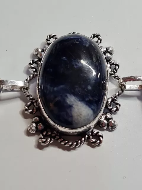 Sodalite & Amethyst 925 Silver gemstone Bracelet. Beautifully detailed 1177 3