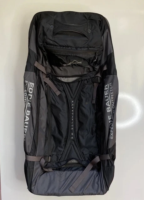 Eddie Bauer Expedition 34 Rolling Duffel Travel Bag Black & Gray / 34”x17”x8”