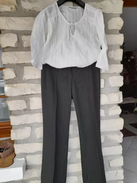 ENSEMBLE PANTALON ET chemisier blanc