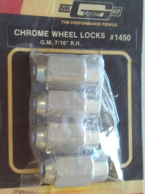 Acorn Wheel Locking Lug Nut Set Of 4 Mr. Gasket With Key 7/16" x  20 Right Hand
