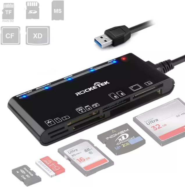 Lettore di schede USB 3.0, 7 in 1 SD/TF/CF/MS/XD/Micro SD Lettore di schede