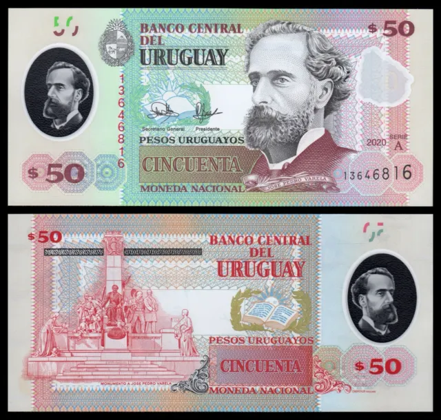 Uruguay 50 Pesos 2020  Pick 102  New SC = UNC