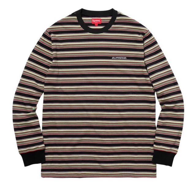 Supreme Multi Stripe L/S Top (Xl) (Black) Ss18 / Fw22 Box Logo Crewneck Beanie
