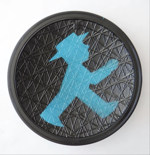 Amplemann Glass Street Signal Lens Walking Man Turquoise Textured Glass 8.25”