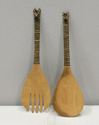 African Old Zebra Wood Serving Spoon Set Kenya