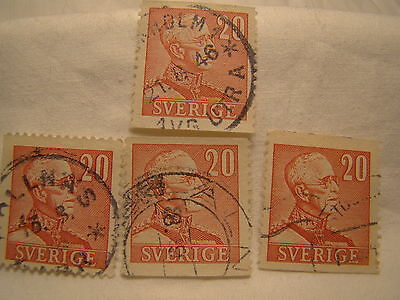 Sweden Stamp 1939 46 Scott 300G A60 Gustav 20 Red Set of 4
