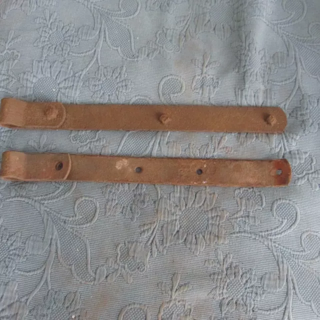 Pair of Antique Iron Gate or Barn Strap Hinges, 19 Inch