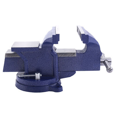 8" Bench Vise with Swivel Locking Base 360 Degrees Durable Cast Steel Blue