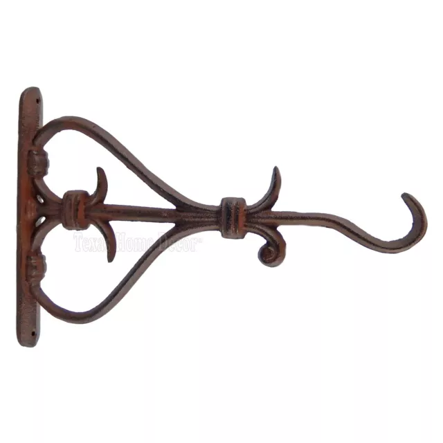 Large Fleur De Lis Plant Hook Hanger Cast Iron Rustic Antique Style Heavy Duty