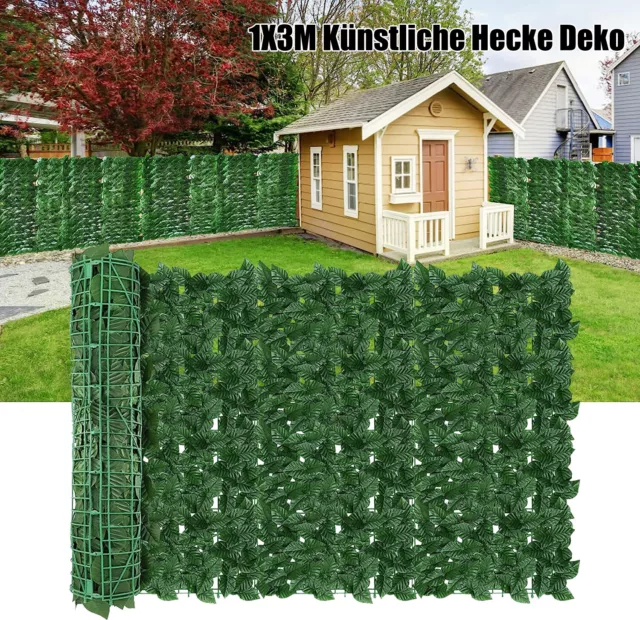 Künstliche Hecke Deko Efeu Efeublatt Garten Zaun Rolle Sichtschutz Wandabdeckung