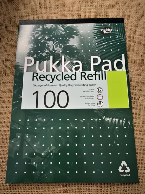 Pukka Pad Recycled A4 Refill 80gsm White Lined Writing Paper Note Pad 80gsm