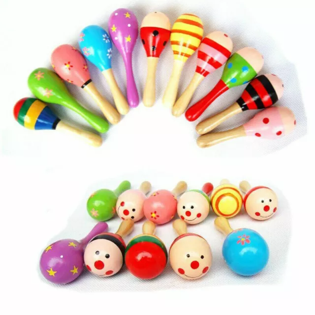 10/20x Musical Educational Toys Wooden Toy for Baby Kids Maracas Rattles Shakers