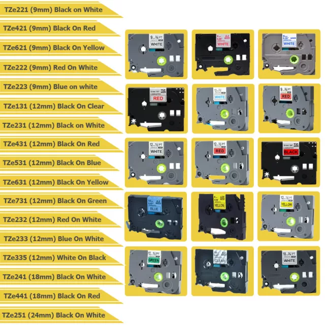 3 LABEL TAPE BROTHER TZ 9mm 12mm Compatible With P-TOUCH H105 PT-H105 TZ231