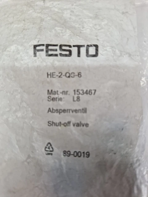 Valvola di intercettazione Festo HE-2-QS-6 153467