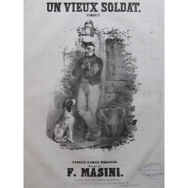 MASINI F. Un vieux soldat Chant Piano ca1850