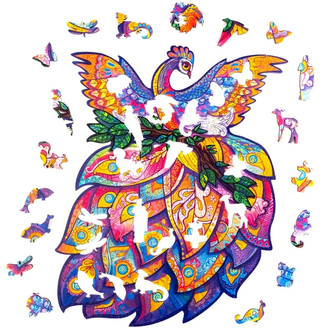 UNIDRAGON Wooden Puzzle Jigsaw, Fairy Bird, 107 pcs, Small 2