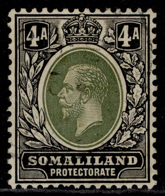 SOMALILAND PROTECTORATE GV SG78, 4a green & black, FINE USED. Cat £17.