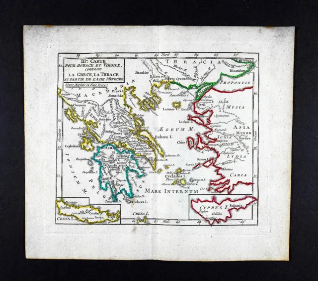 1810 Delalain Map Roman Empire Virgil Era Greece Thrace Asia Minor Athens Sparta