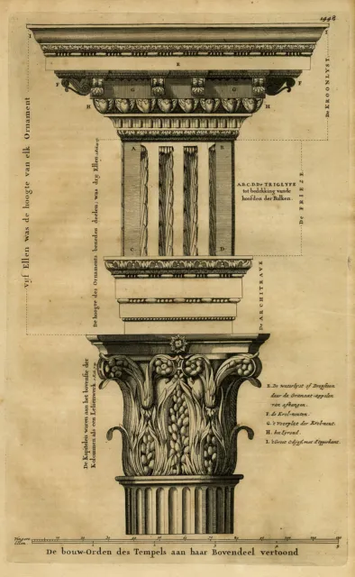 Antique Print-TEMPLE OF SOLOMON-ORDER-JERUSALEM-ARCHITECTURE-COLUMN-Goeree-1690