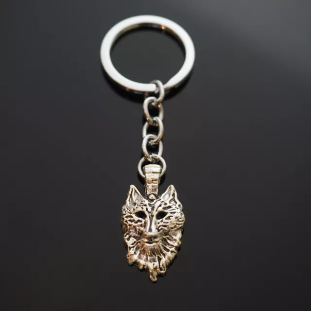 Wolf Head Keychain Vintage Style Silver Color Pendant Charm Gift Key Chain