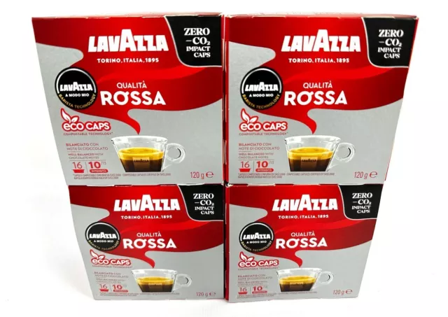 Lavazza A Modo Mio Qualita Rossa, 4 X 16 Coffee Capsules 64 Pods Total BB02/24