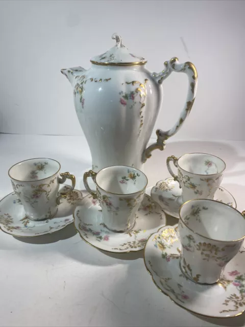 LIMOGES G. AHRENFELDT Tea/ Chocolate/ Coffee Set Gold Rim 10 Piece Set