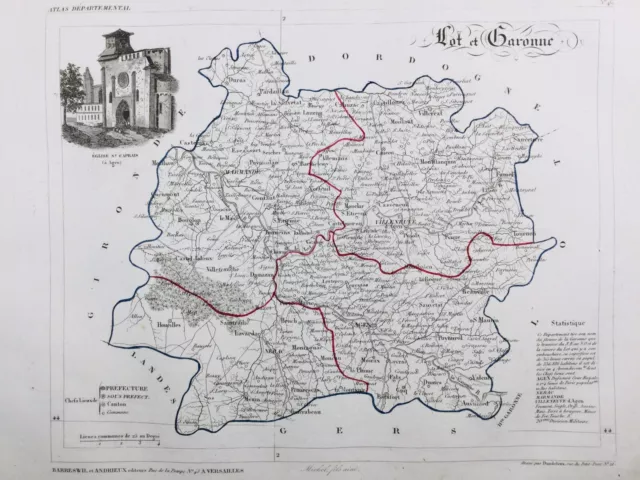 Lot et Garonne en 1836 Agen Nerac Moirax Houeilles Bouglon Marmande Duras Bruch