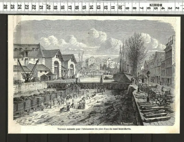 G301 / Engraving 1860 / Works For The Lowering Of The Canal Saint-Martin
