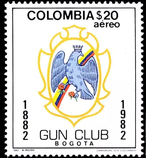 Colombia 1982 Pistola Club Cappotto Of Arms Sc#C721 MNH SPORTS, Uccelli