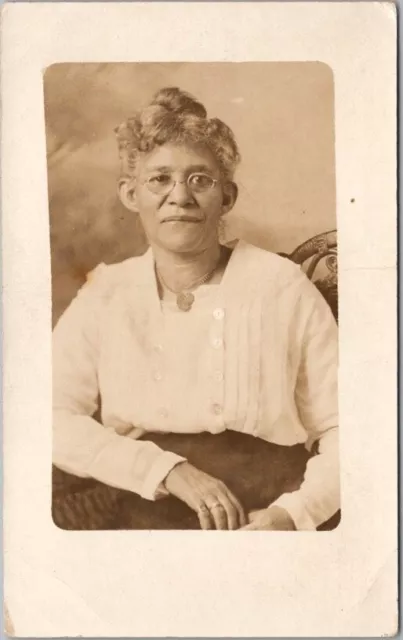c1920s Studio Photo RPPC Postcard Older African American Woman "Grandma Edwards"